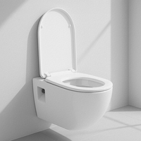 Inodoro Suspendido de Alta Gama sin Borde, de Cerámica, con Descarga Potente, Diseño Arquitectónico Moderno para Baño