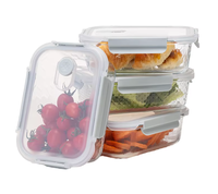 Boîte à lunch rectangulaire en verre borosilicate de haute qualité, résistante à la chaleur, hermétique, compatible micro-ondes, conteneur épaissi dédié pour le stockage des aliments