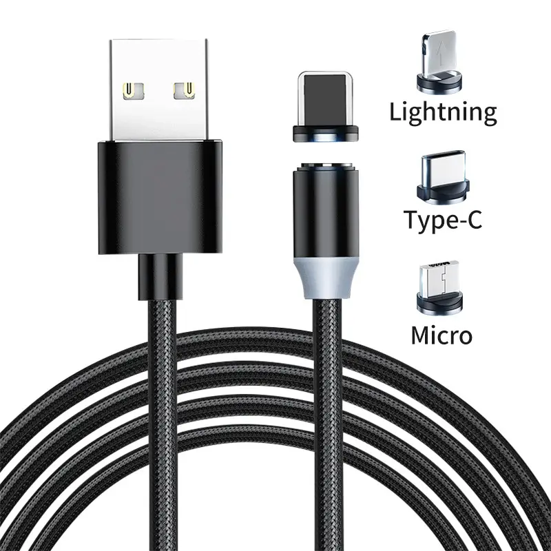 Wholesale 3 in 1 magnetic charging cable USB To Type C Micro Mobile Phone magnet Data Cables