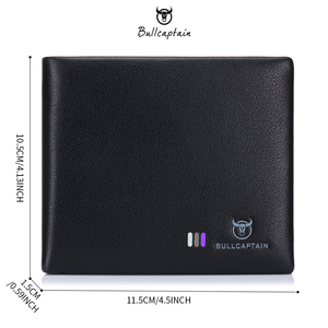 Cartera de Cuero Genuino BULLCAPTAIN para Hombre, Cartera Corta Bifold de Lujo con Bloqueo RFID, Monedero de Negocios, Caja de Regalo con Logotipo Personalizado, Libreta de Bolsillo Masculina - Product Image 6