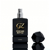 Flacon de parfum de luxe vide, noir mat, rectangulaire, flacon de parfum personnalisé avec boîte, couvercle unique, logo personnalisé