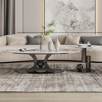Table basse moderne en métal doré avec table d'appoint en marbre ensemble de meubles de salon table centrale ronde avec tiroir