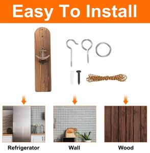 Ouvre-bouteille de planche en bois magnétique moderne Ouvre-bouteille <span class=keywords><strong>mural</strong></span> Cowboy pour réfrigérateur suspendu <span class=keywords><strong>Jeu</strong></span> de crochet et d'anneau de peloton - Product Image 4