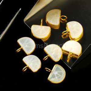 Dijes de Piedra Lunar Blanca Tallados en Forma de Fruta Naranja, Plata de Ley 925, Baño de Oro Vermeil, Colgante de Piedra Lunar, Joyería de Cristal Curativo - Product Image 6