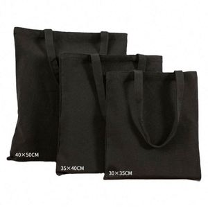 Bolsa de Compras de Lona Plegable Reutilizable Personalizada al por Mayor, Bolsa de Mano de Lona de Algodón Negra con Logotipo - Product Image 1