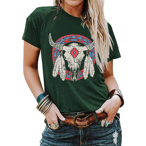 <span class=keywords><strong>2023</strong></span> Super Chic aztèque Vintage tête de <span class=keywords><strong>taureau</strong></span> t-shirts femmes surdimensionné graphique femmes été t-shirt - Product Image 5