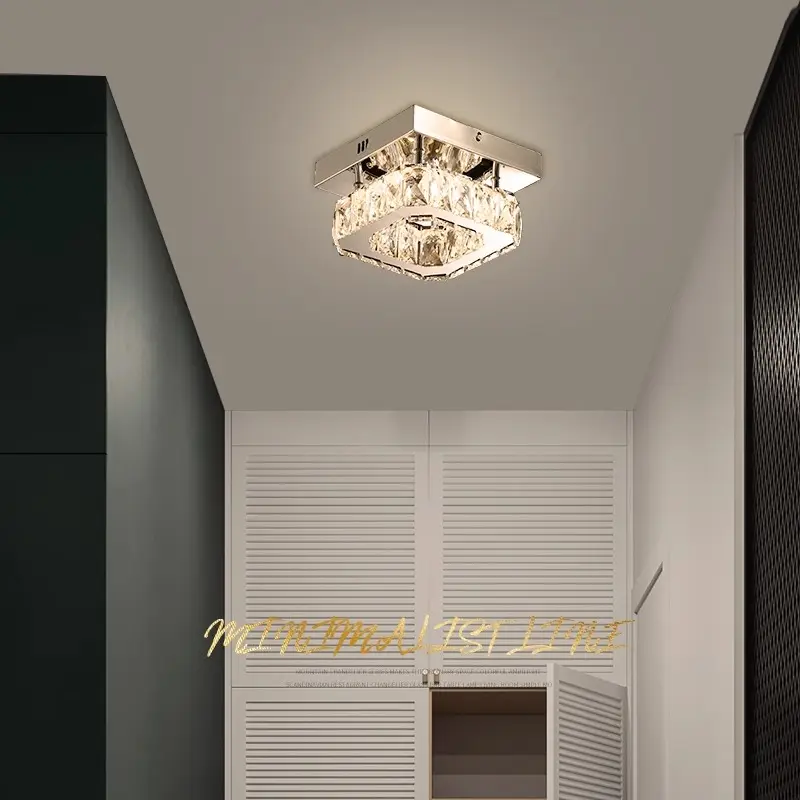 Factory direct supply LED square crystal ceiling lamp modern simple dining room lamp study room lamp entrance hall aisle light