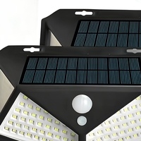 Lampe murale solaire carrée à 114 LED, détecteur de mouvement extérieur, lampe de sécurité étanche, 3 modes, intensité réglable, pour jardin, patio, cour