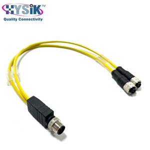 M12 A-gecodeerde 4-pins kabel mannelijk naar 2 vrouwelijke Y-connector pigtail voor AGV navigatiesensor arrays - Product Image 3