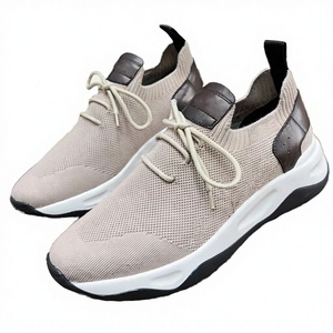 Chaussures décontractées pour hommes, nouvelle collection automne/hiver, dessus en tricot avec doublure en cuir véritable, légères et respirantes, chaussures plates à lacets - Product Image 1