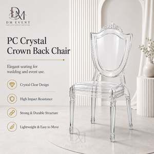 Clear Polycarbonate Crown Shield Back <b>Chair</b> Lightweight Durable for Luxury Wedding and Banquet Events - Product Image 1