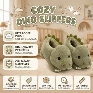 Pantofole Personalizzate a Forma di Dinosauro, Morbide Ciabatte Imbottite a Forma di Animale per Promozione del Marchio, Basso MOQ, OEM ODM - Product Image 5
