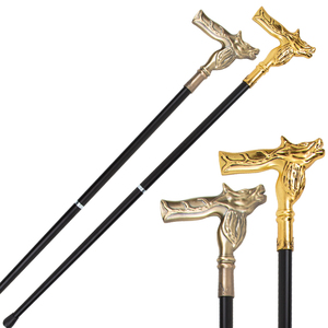 Canne de luxe en forme de tête de cerf avec poignée en laiton et tige noire pour la marche et le soutien - Product Image 1