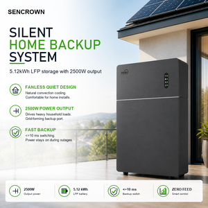 Système de stockage d'énergie domestique avec batterie LiFePO4 de 5,12 kWh et onduleur de 2500 W pour une alimentation de secours silencieuse à domicile - Product Image 1