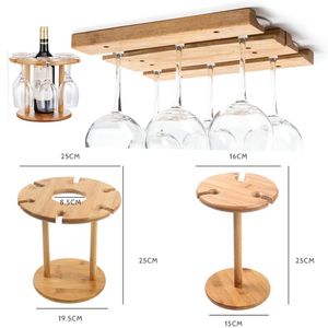 Rak Pengering Gelas Anggur dan Tempat Botol, Rak Anggur Bambu Kayu Alami, Sempurna untuk Pecinta Anggur dan Tamu - Product Image 5