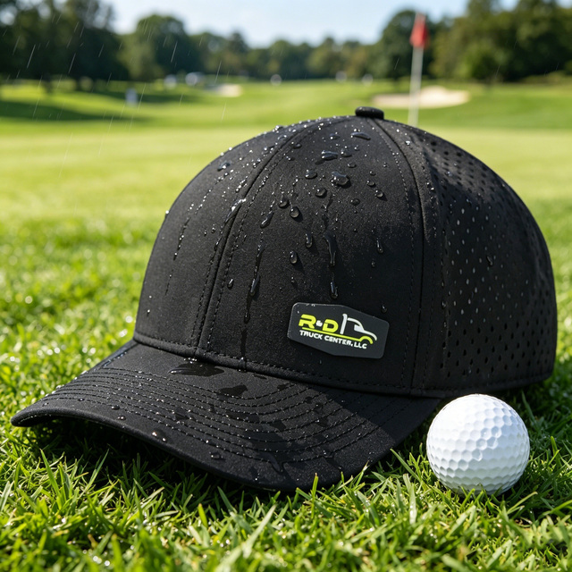 HS40 OEM Custom PVC Logo Waterproof Laser Perforated Baseball Cap 6 Panel Unisex Outdoor Sport Cap