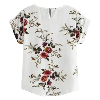 Camicetta con stampa floreale alla moda estiva Pullover da donna t-Shirt top da donna a manica corta Blusas abbigliamento femminile