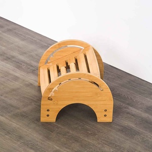 Reposapiés de madera debajo del escritorio Rodillo masajeador de pies de bambú Reposapiés ajustable para oficina - Product Image 2