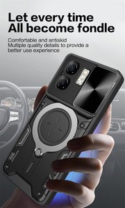 Pour Infinix Smart 10 Plus / Smart 9 / Hot 50i étui Protection d'objectif de caméra coulissante 360 rotatif béquille téléphone armure coque arrière - Product Image 2