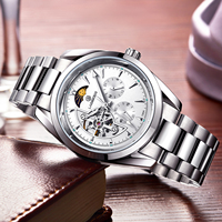 Montre pour homme d'affaires, mouvement mécanique entièrement automatique, verre minéral, bracelet en acier inoxydable de luxe, Relogio