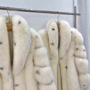 RX Furs Custom Color Long Style Fashion Overcoat Lapel Jacket <strong>Full</strong> <strong>Length</strong> Pelt Retro Dots Real Fur <strong>Coat</strong> With Big Collar - Product Image 3