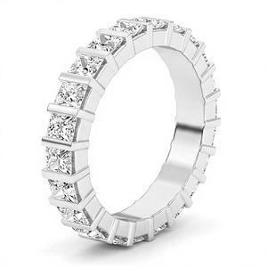 Bague en diamant de laboratoire taille princesse, plaqué or 18K 14K, sertie en canal, alliance éternité, certifiée IGI, diamant CVD, diamant de laboratoire VVS - Product Image 1