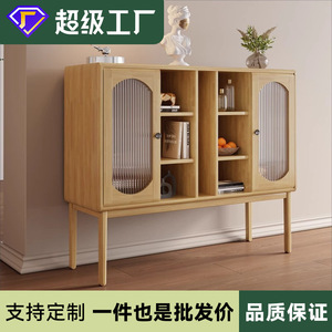 Solid Wood <b>Sideboard</b> Cabinet Natural Color 5 Compartments <b>Storage</b> Living Room Entryway Cabinet - Product Image 5