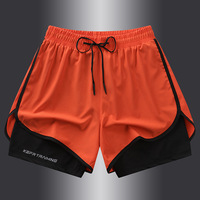 Shorts de sport et de plage pour hommes personnalisés, à séchage rapide, imperméables, 2 en 1, avec doublure de compression