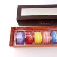 Boîte d'emballage en papier personnalisée pour 6 paquets de macarons, avec tiroir coulissant et inserts, pour pâtisseries, desserts, biscuits, emballage de vente au détail