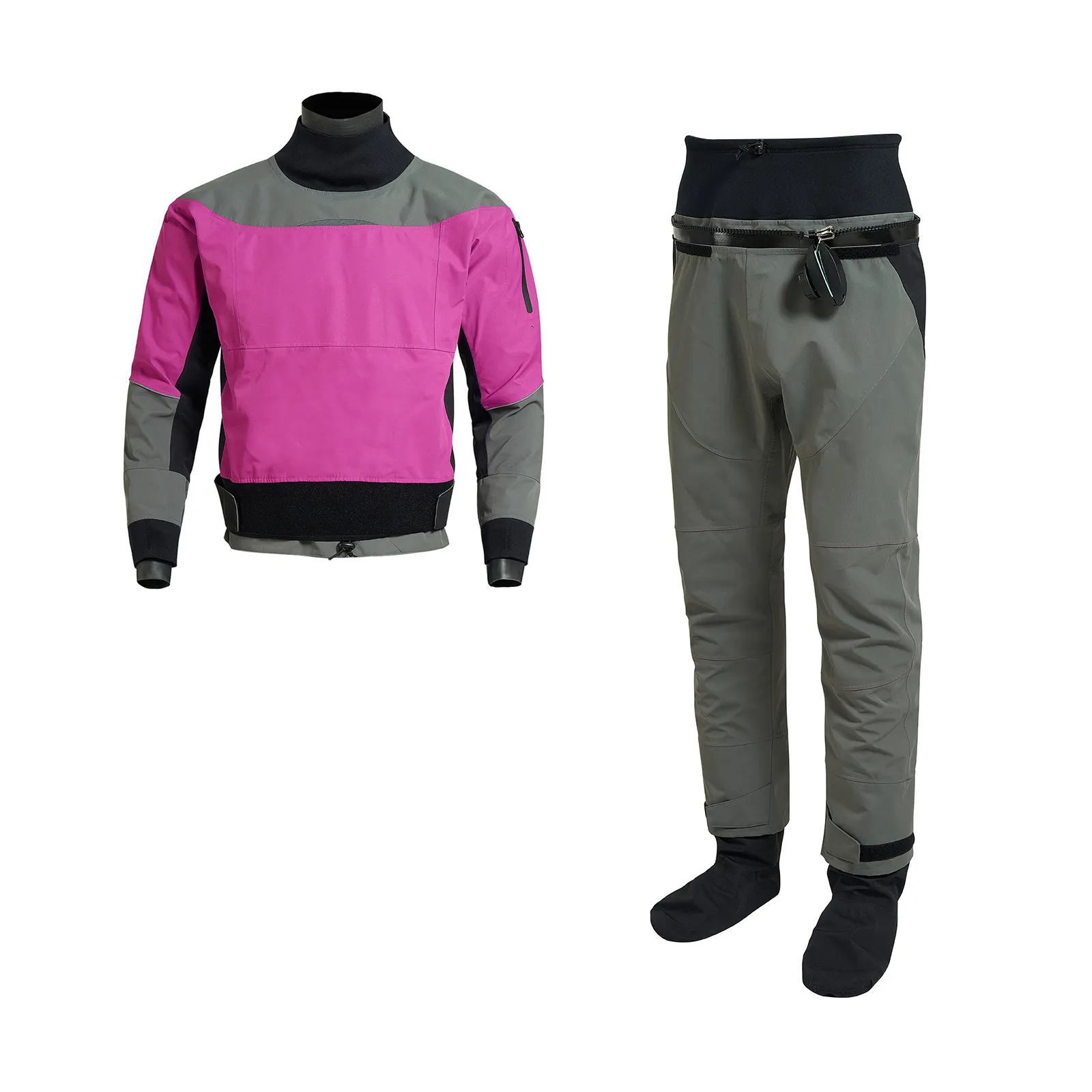 Two pieces Drysuit Jacket and Pant set Pending Dry suits for Kayak with Latex on Neck and Wrist White water Gaming
