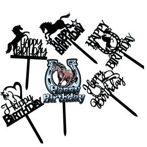 Décorations de <span class=keywords><strong>gâteau</strong></span> d'anniversaire réutilisables en acrylique, écologiques, style Ins, à <span class=keywords><strong>thème</strong></span> équestre, pour l'exportation, fournitures de fête - Product Image 5