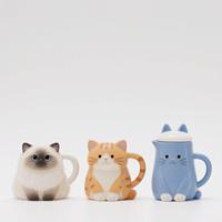 Pichet à eau en céramique avec motif de chat peint à la main, 30 oz, carafe à eau en forme de chaton