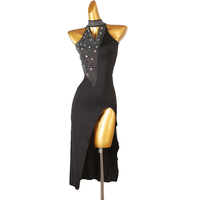 Bonne qualité Offres Spéciales strass salle de bal longue noir sans manches robe de danse moderne pour adultes femmes Performance