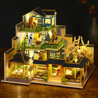 Kit de bricolage DIY pour mini-maison en bois, modèle de cour de jardin chinois ancien, avec design amovible, lumières LED et artisanat d'assemblage fait main