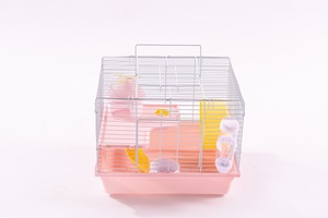 Small Steel Wire Pet Cage with Plastic Tray and Accessories for Hamsters Indoor Use Rectangle Shape Easy Assemble Simple Style - Product Image 2