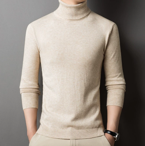 Suéter de Cuello Alto para Hombre, Corte Ajustado, Otoño Invierno, Cálido, Prenda de Punto Básica, Suministro Directo de Fábrica - Product Image 3