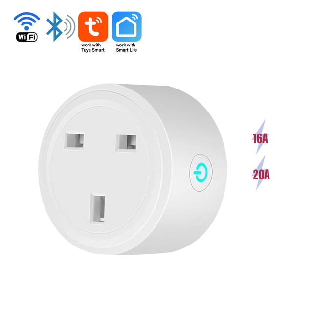 FY41 Tuya WiFi Smart 16A UK Plug with Energy Monitor-Bar Design No Display Screen OEM Customizable Smart Home Socket
