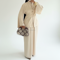 Pakaian Muslim Wanita Kasual Custom Pabrik Willson, Model Longgar untuk Sehari-hari, Elegan, Bahan Bernapas, Set 2 Potong, Ukuran Besar