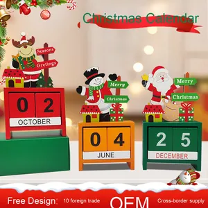 Design moderne en bois Calendrier perpétuel Ornement de bureau créatif pour Noël Vente en gros Calendrier de Noël Ornement Décoration - Product Image 2