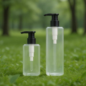 Flacon pompe cosmétique vide 400ml transparent en PET pour shampoing, lotion, soin du corps, sérum - Product Image 3