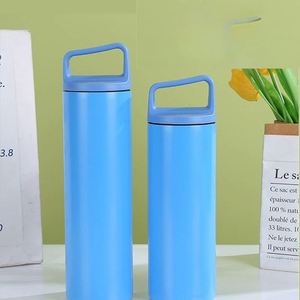 Bouteille d'eau isotherme en acier inoxydable 304 de 450 ml et 600 ml, tasse droite mate avec couvercle à poignée de transport pour les voyages en extérieur - Product Image 1