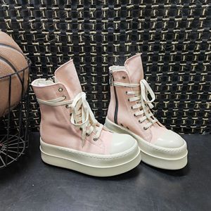 <span class=keywords><strong>Stivaletti</strong></span> alti da donna di design Casual in tela Street Style <span class=keywords><strong>con</strong></span> suola spessa scarpe stringate - Product Image 1