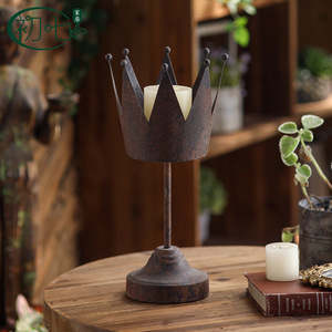 Portavelas Vintage con Forma de Corona, Estilo Rústico, Decoración para el Hogar, Estilo Wabi Sabi, Candelabro de Hierro para Decoración Interior - Product Image 3