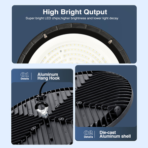 Projecteurs LED UFO High Bay 100W 200W 300W DOB IP45 IP65 Ra80 en aluminium moulé sous pression pour éclairage industriel d'entrepôt - Product Image 5