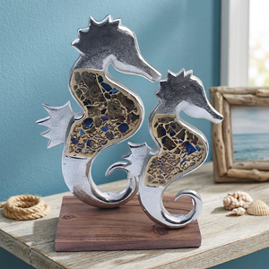Jaffs Aluminum Handmade Metal Seahorse Figurine Coastal Decor Tabletop Sculpture Home Office Eco-Friendly Durable Artistic - Product Image 3