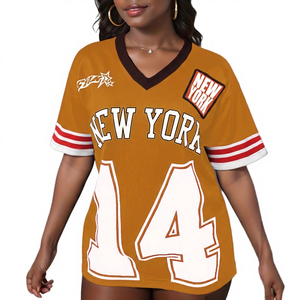 เสื้อฟุตบอลผู้หญิงไซส์ใหญ่ คอวี แขนสามส่วน สีพื้น น้ำเงิน ขาว แดง ป้องกันรังสียูวี ระบายอากาศได้ดี แห้งเร็ว - Product Image 4