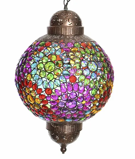 Lanterne LED en laiton au style marocain, lanterne en métal Antique, décoration arabe, vente en gros