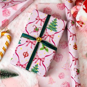 Yarcony Reversible Pink Christmas Wrapping <b>Paper</b> <b>Roll</b> 17 Inch X 33 Feet Double Side Gift Craft Recyclable - Product Image 5