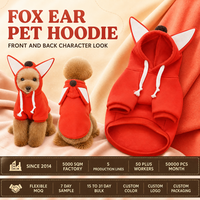 Hoodie Anjing Motif Telinga Rubah Label Pribadi dengan Panel Dalam Putih dan Tali Serut untuk Pakaian Sehari-hari Hewan Peliharaan Kecil, Cocok untuk Pajangan Butik
