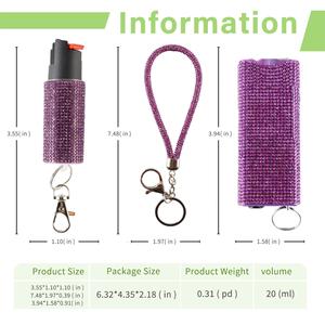 Bling 800 Self Defense Spray Keychain Portable Compact ABS <b>Plastic</b> UV LED Flashlight with Customized Logo for Women Bracelet - Product Image 3